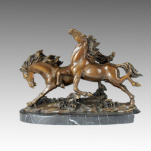 Animal Bronze Sculpture Horses Running Brass Statue Tpal-022